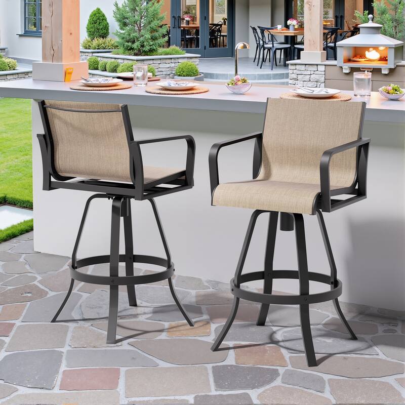 Outdoor Patio Aluminum Barstools Bar Height Bar Stools Swivel Bar Chairs Set of 2/4 - Augustine Ashe - 2PC
