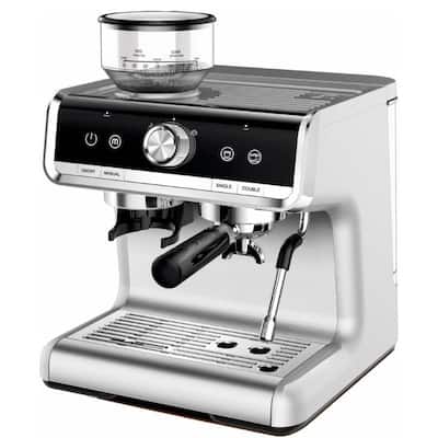20 Bar Barista-Grade Espresso Machine with Conical Burr Grinder & Steam Wand, Dark Grey