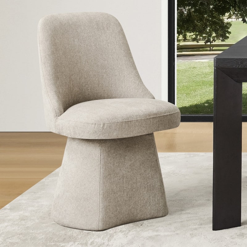 Anna Upholstered Swivel Armless Dining Chair for Kitchen Living Room - Single - Khaki