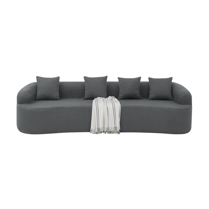 Curved Modular Sectional Sofa In Lamb'S Wool Fabric, Modern Minimalist Style,Compressed (No Assembly Required)