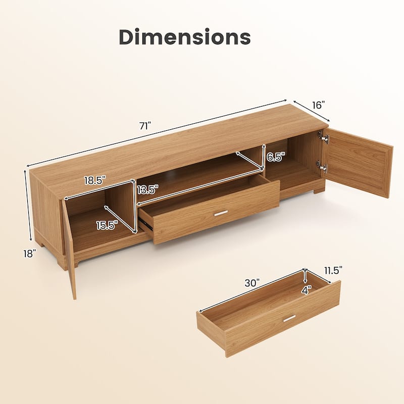 Gymax TV Stand for TVs up to 80'' w/Drawer Cable Hole Entertainment