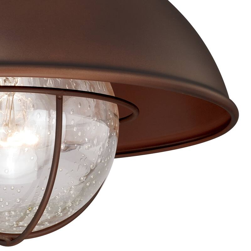 Barn Ceiling Light - Bronze Flush Mount Outdoor Dome Light - Clear Glass Shade - 7.75