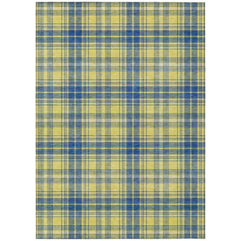 HomeRoots Plaid Transitional Rectangle Outdoor Rug