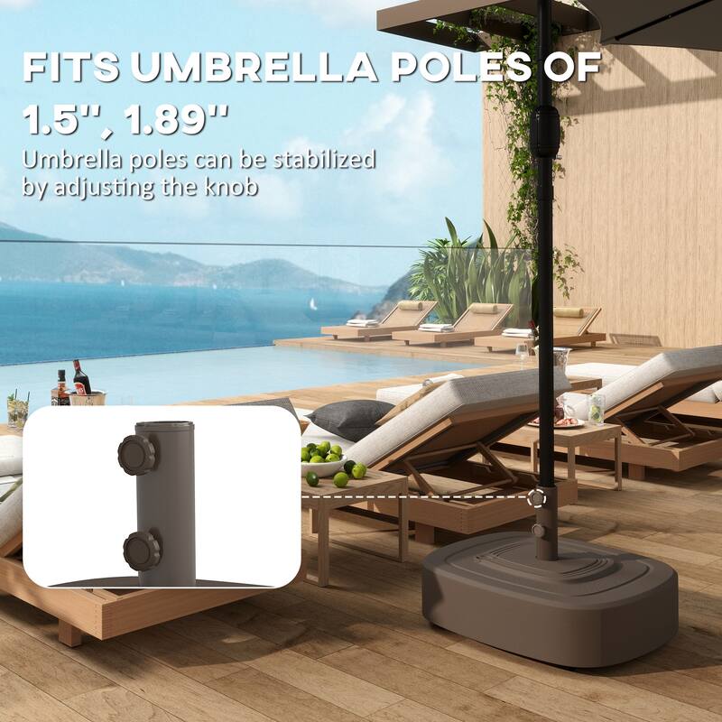 Outsunny Patio Umbrella Base with Wheels, Umbrella Stand with 110 lbs. Sand or 86 lbs. Water Filled