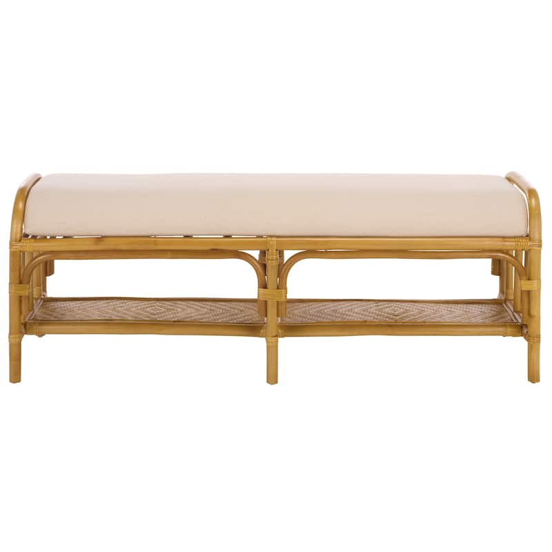 SAFAVIEH Couture Flanders Rattan Pole Bench - 53"W x 18"D x 20"H