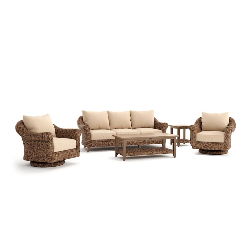 Cayman 6 Piece Sunbrella Seating Set, Heritage Brown