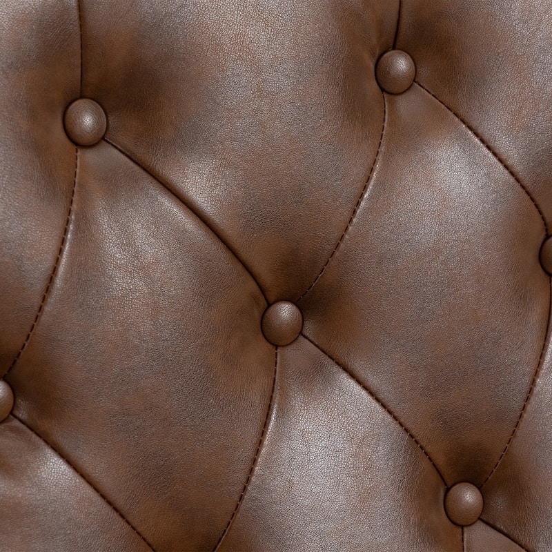 Brown PU 29.33" High Back Upholstered Arm Chair with Nailheads