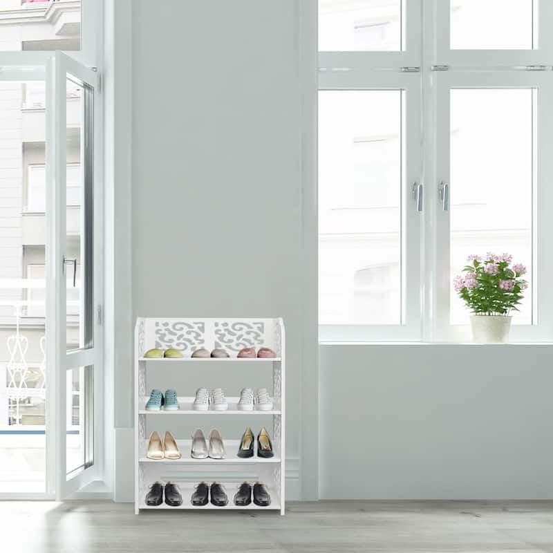 4 Tier Home Storage Organizer Standing Shoe Rack Shelf Cabinet