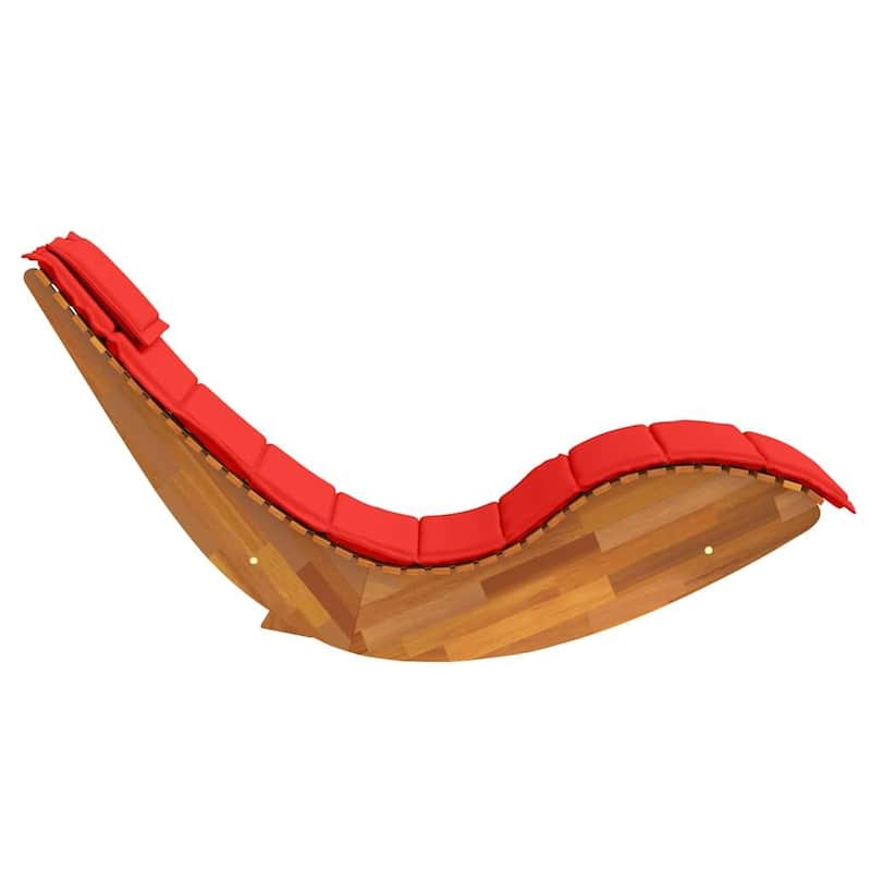 vidaXL Rocking Sun Lounger with Cushion Solid Wood Acacia - 60.6 x 23.6 x 29.1