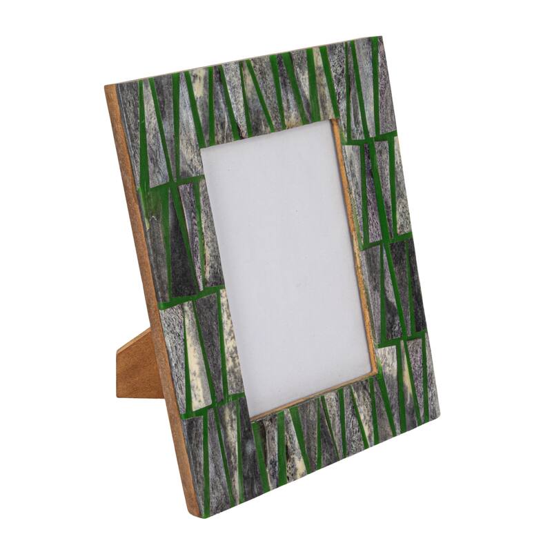Reclaimed Wood and Resin Photo Frame with Triangle Pattern