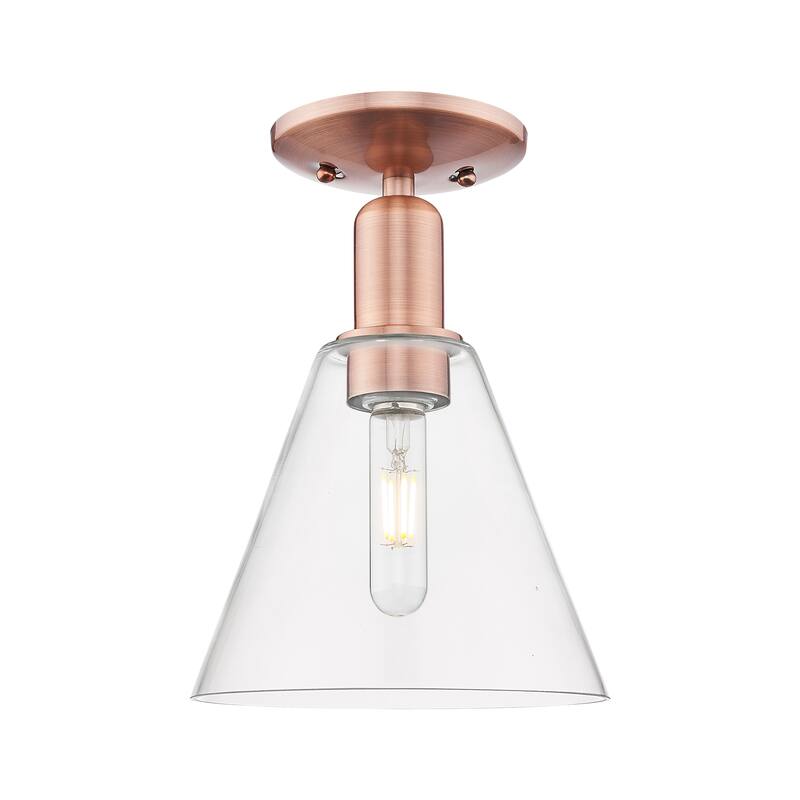 Innovations Lighting Endless Possibilities Arcadia - Berkshire Glass - 1 Light 8" Semi-Flush Mount - Clear/Antique Copper