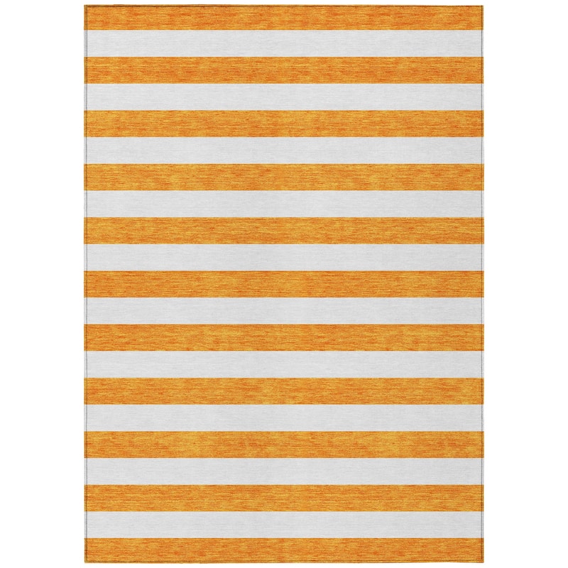 Machine Washable Indoor/ Outdoor Cabana Striped Chantille Rug