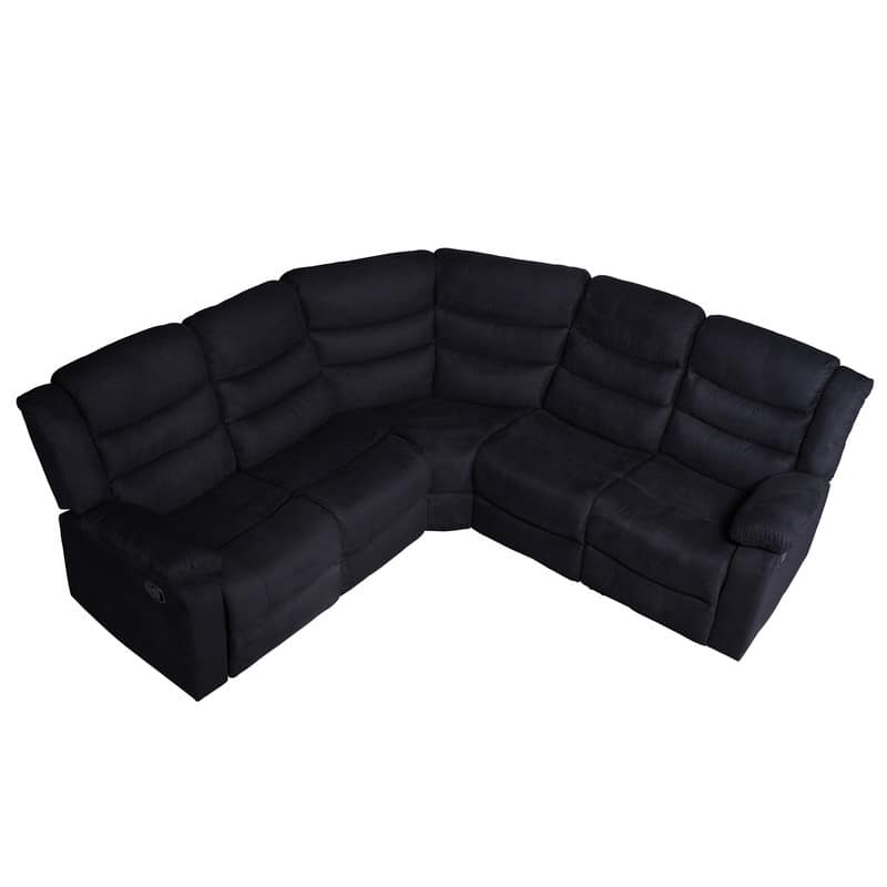 82" Width Polyester/Suede 5-Piece Manual Reclining Sectional Sofa - Reclining-Black