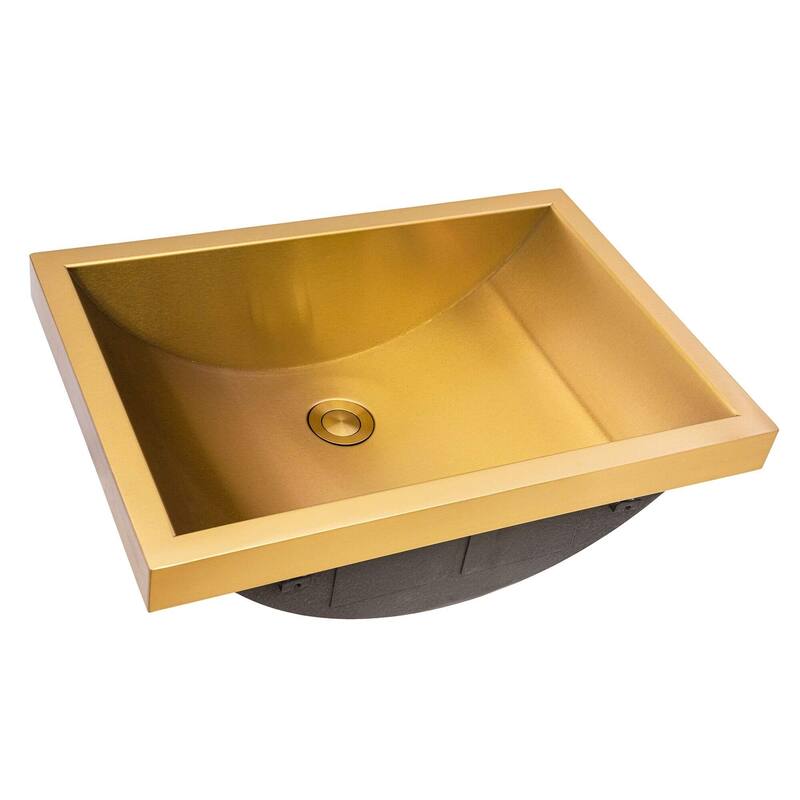 Ruvati 20 x 14 inch Semi-Recessed Drop-in Topmount Brushed Gold Polished Brass Rectangular Bathroom Sink - RVH6211GG