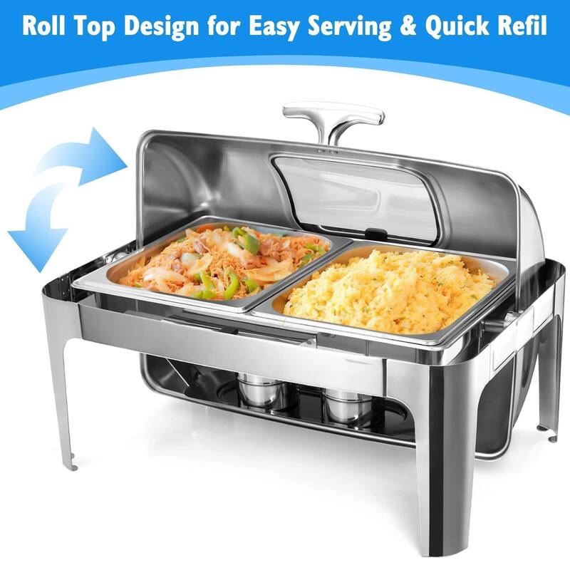 Rectangle Roll Top Chafing Dish Buffet Set