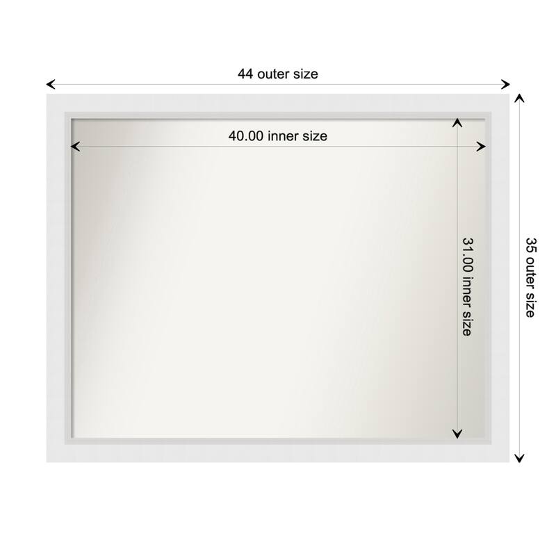 Blanco White Framed Non-Beveled Custom Wall Mirror, Bathroom Vanity Mirror - Outer Size: 44.25 x 35.25