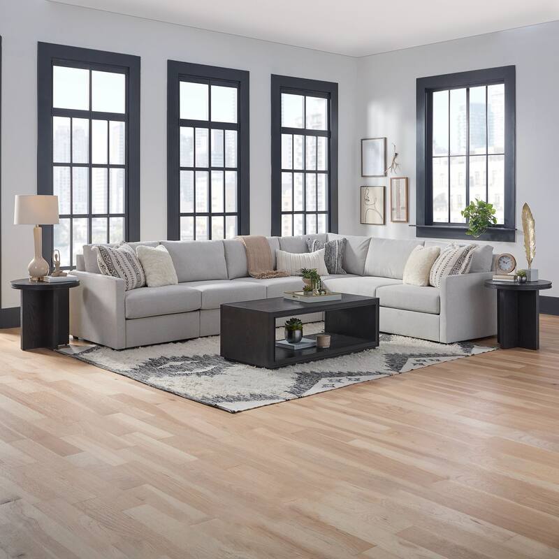 Flex Taupe Fabric 6-Seat Sectional with Narrow Arm - 132" x 35" x 102" - Taupe - Left Facing