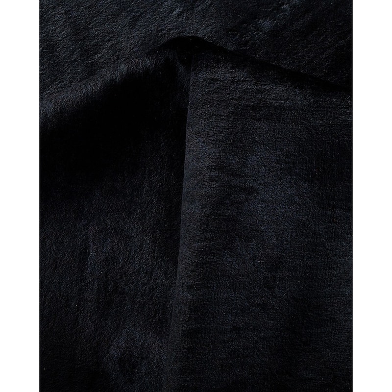 Overton Hand Knotted Wool Vintage Inspired Modern Contemporary Overdyed Black Area Rug - 9' 5" x 12' 0"