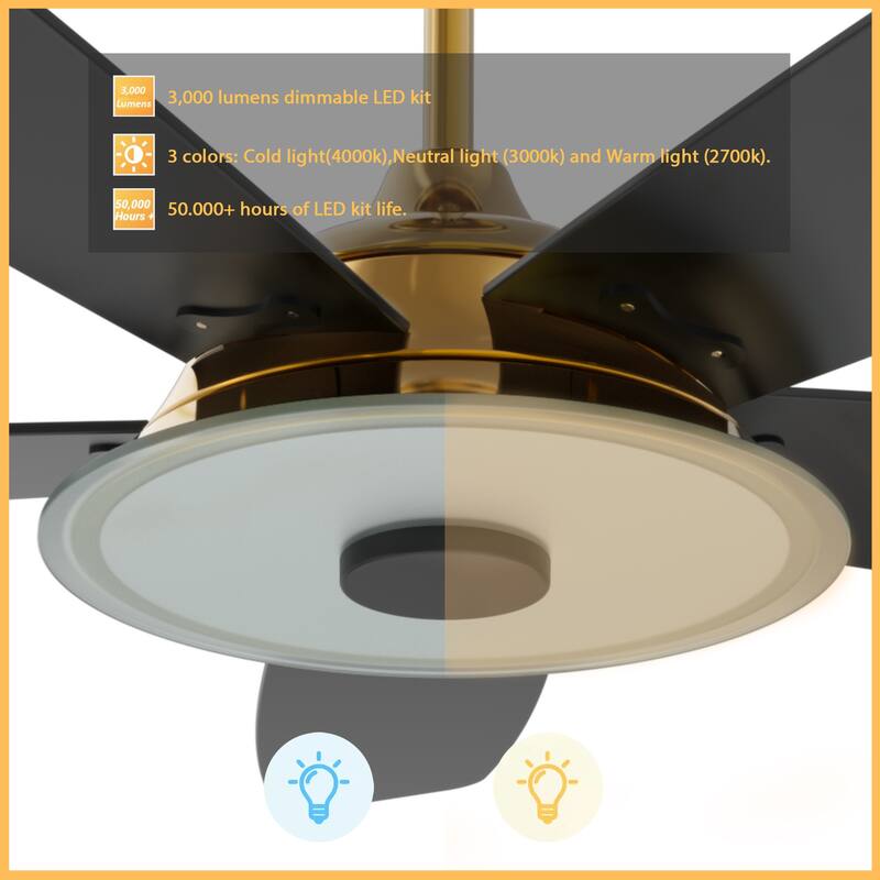 CARRO Harley 52" 5-Blade Smart Ceiling Fan with Light and Remote-Downrod - N/A