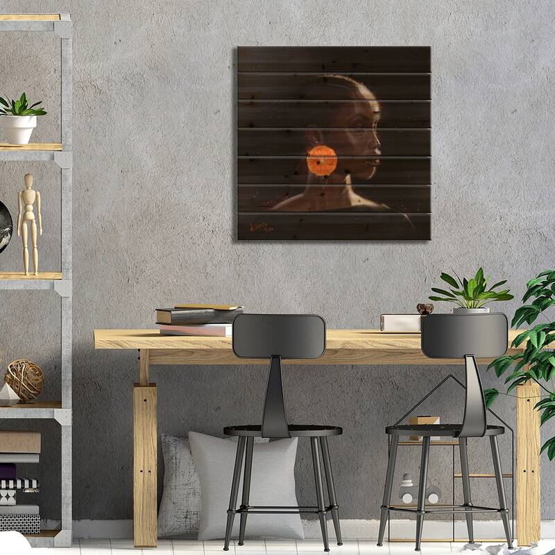 Orange Print On Wood by Adekunle Adeleke - Multi-Color