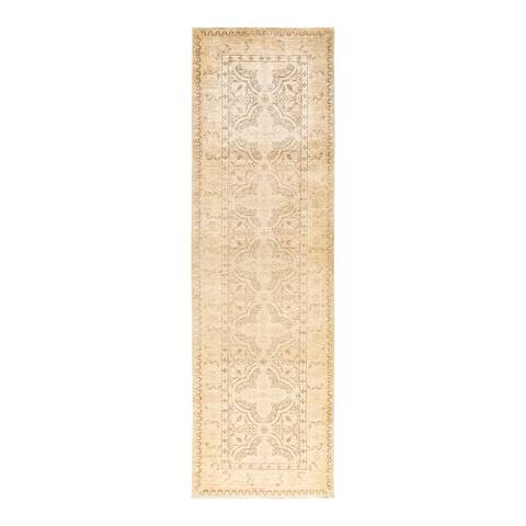 Overton Eclectic One-of-a-Kind Hand-Knotted Runner - Ivory, 3' 3" x 10' 7" - 3' 3" x 10' 7"