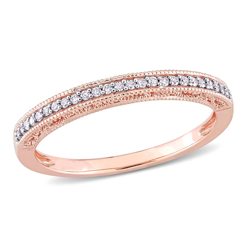 Miadora 10k Rose Gold 1/10ct TDW Diamond Stackable Anniversary Band