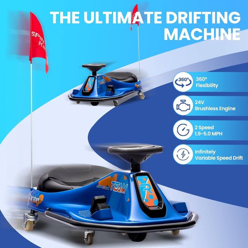 24V 7A Electric Ride-On Drifting Go Kart for Kids Best Gift