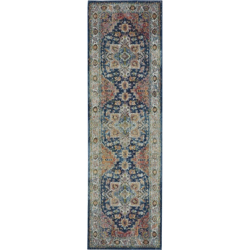 Power Loomed Distressed Abstract Floral Traditional Non Skid Area Rug - 96' X '28' X '0.5