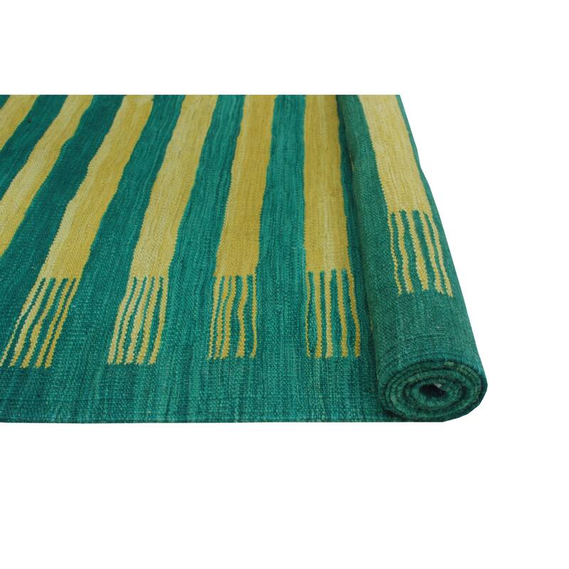 Modern Flatweave Lloyd Green/Gold Rug - 6'7" x 10'0"