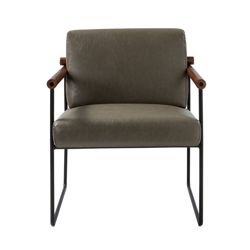 Justo Modern Accent Armchair with Metal Base and Removable Cushion By HULALA HOME