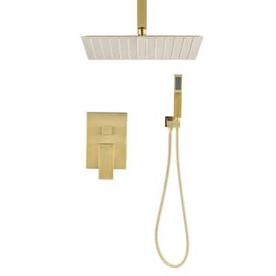 Topcraft Ceiling Mount Rainfall Shower System with Handheld Showerhead - 10*10