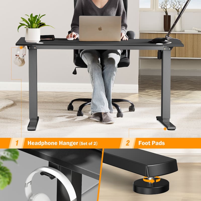 Electric Standing Desk - Adjustable Height Computer Workstation with Memory Settings for Home Office, Gaming & Study