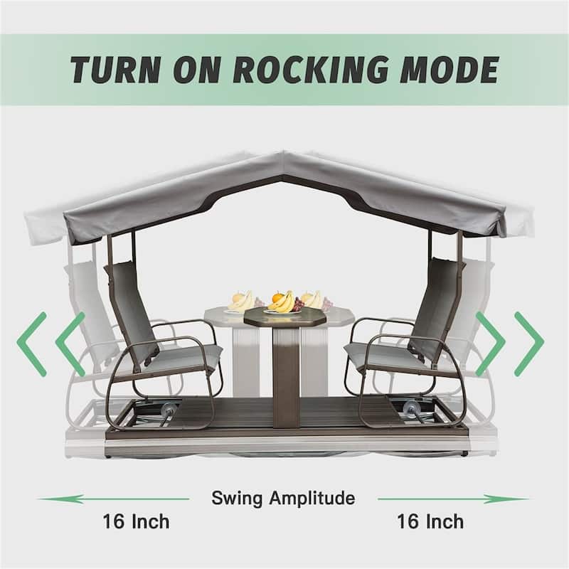4-Seat Outdoor Aluminum Frame Glider Benches with Canopy and Netting