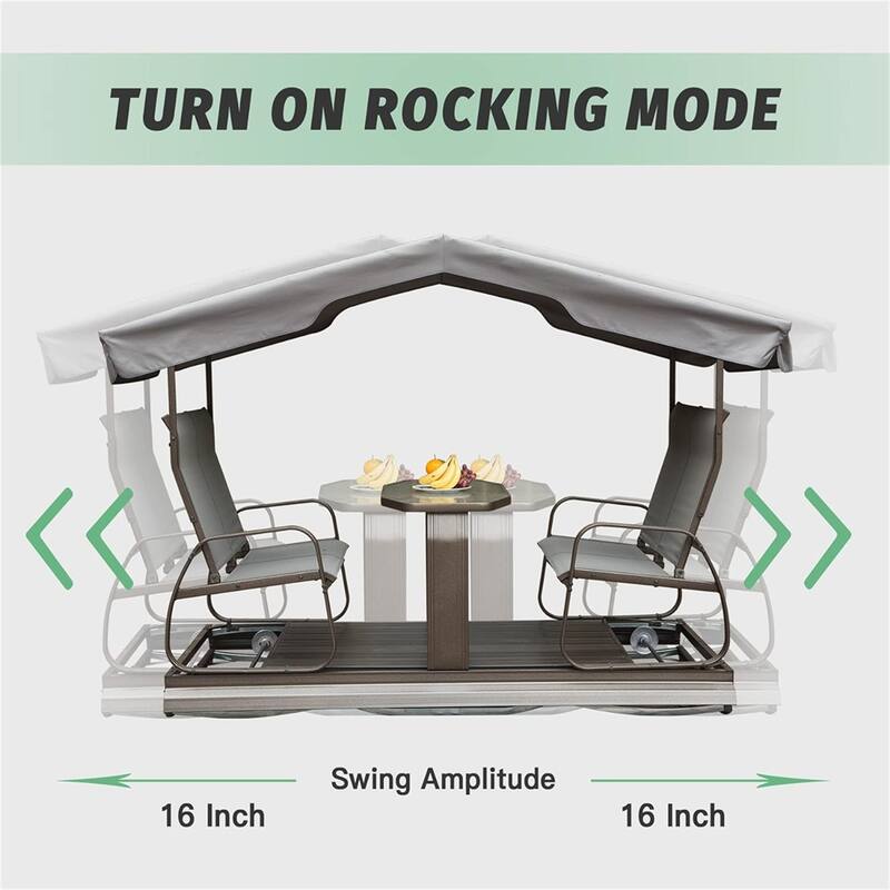4-Seat Outdoor Glider Benches with Canopy and Aluminum Frame