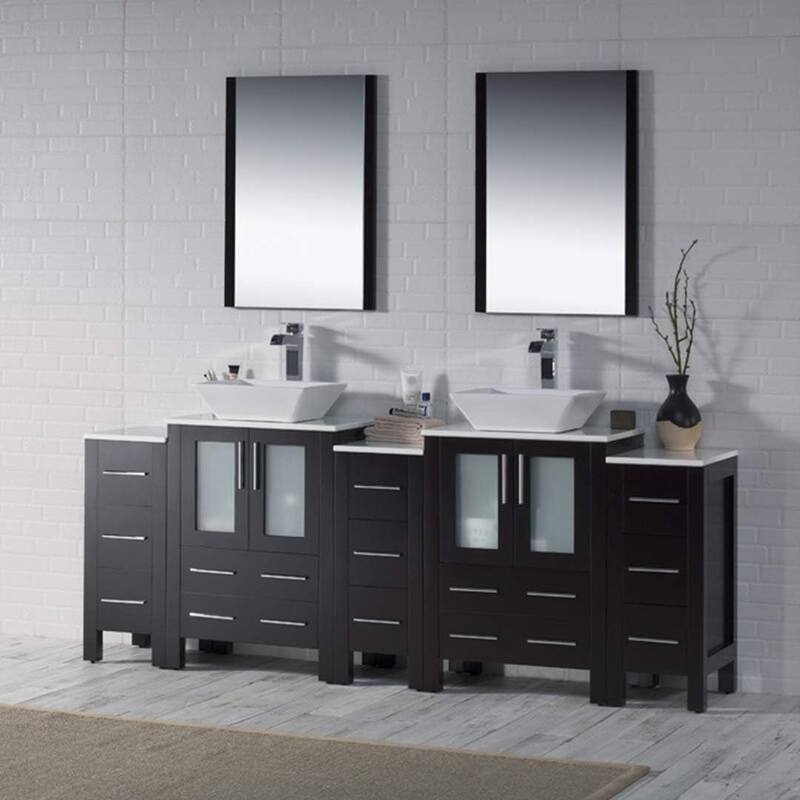 Blossom Sydney 84" Bathroom Double Sink Vanity with Cabinets & Mirrors