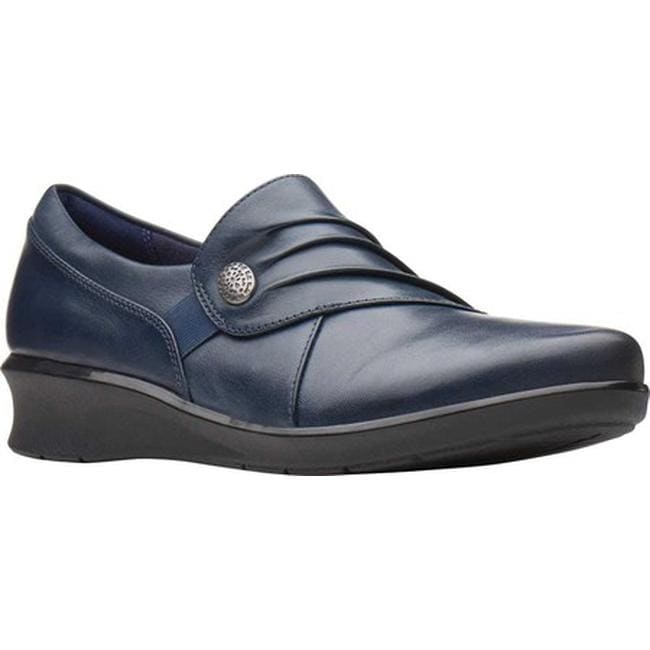 clarks navy leather shoes