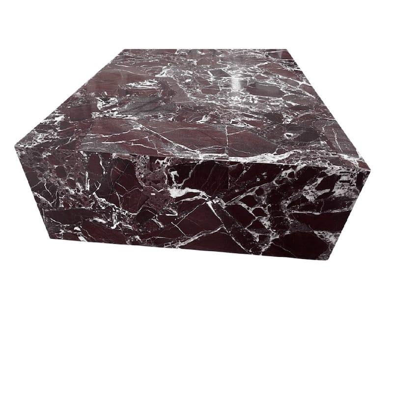 BETACH Genuine Marble Block Coffee Table - Rosso Levanto Marble