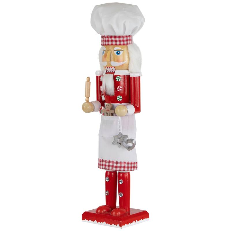 Baker with Rolling Pin Nutcracker Christmas Figure - 15" - White and Red