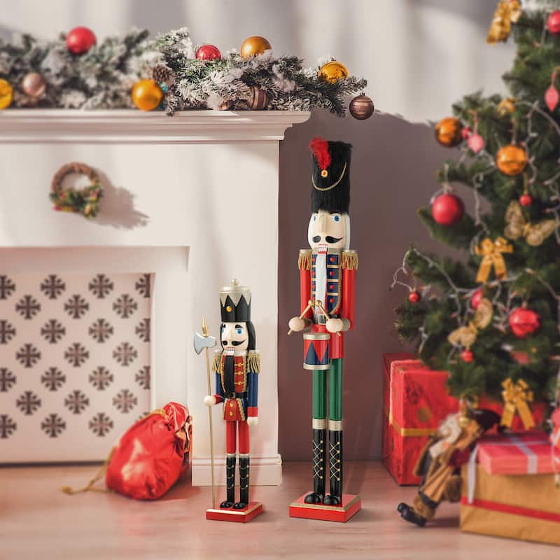 Glitzhome 42"H Wooden Christmas King/Soldier Nutcracker Porch Decor