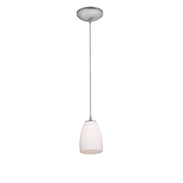 slide 2 of 2, Access Lighting Sherry - Glass Pendant - Cord - Brushed Steel Finish - Opal Glass Shade Off White