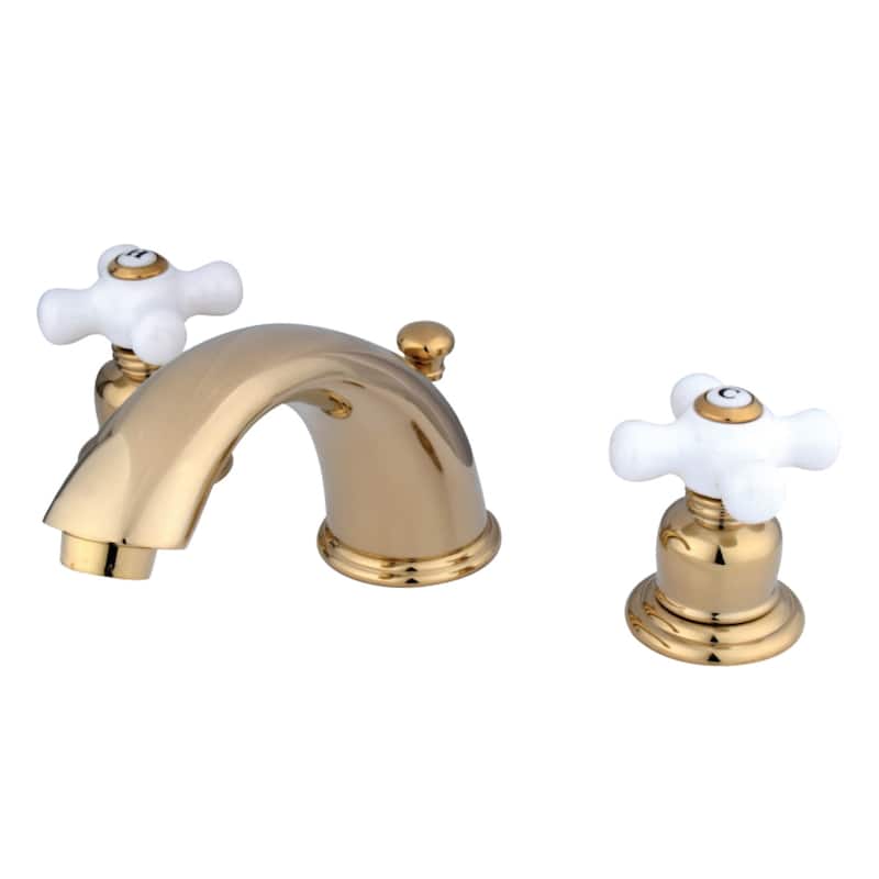 Kingston Brass Magellan Deck Mount Widespread Bathroom Faucet - Polished Brass