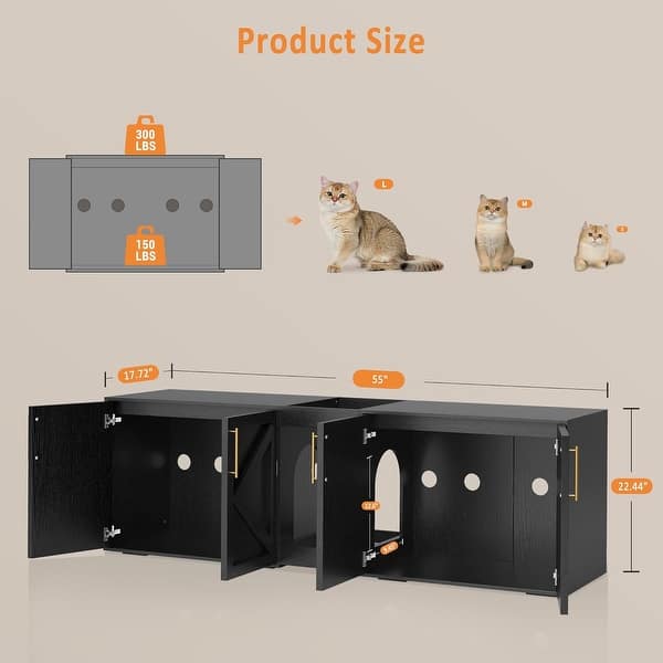 Double Cat Litter Box Enclosure,Hidden Litter Box Furniture for 2 Cats -  Bed Bath & Beyond - 42558785