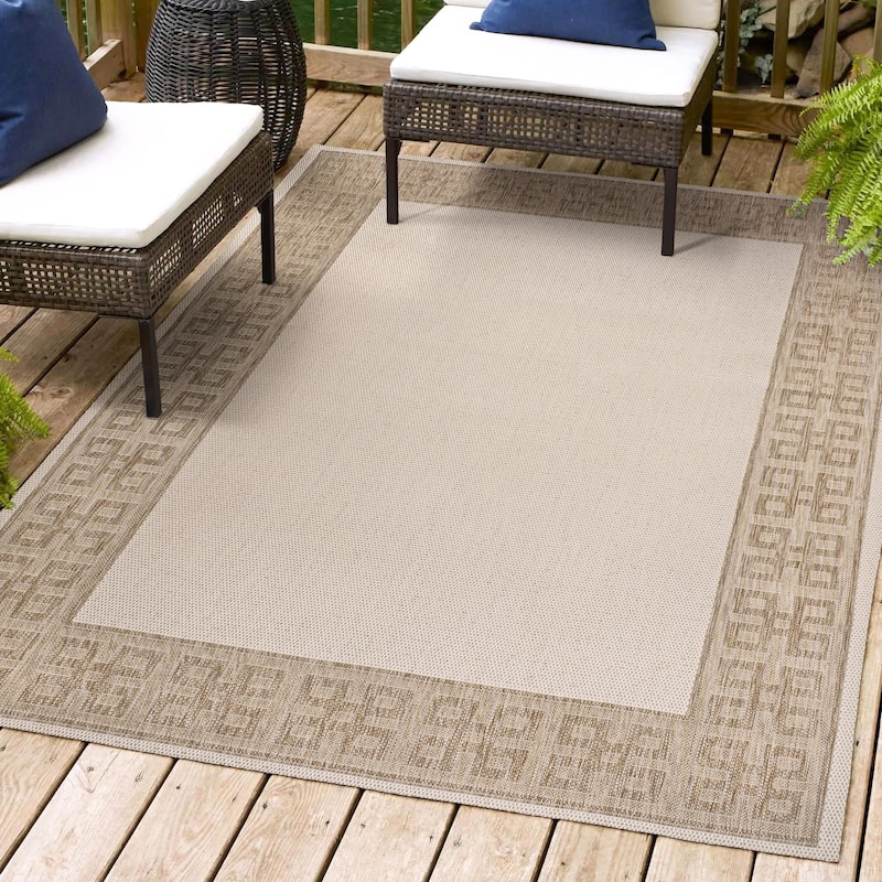 JONATHAN Y Alda Classic Geometric Border Indoor/Outdoor Area Rug