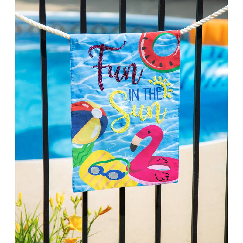 12.5 in. x 18 in. Fun in the Sun Pool Garden Applique Flag
