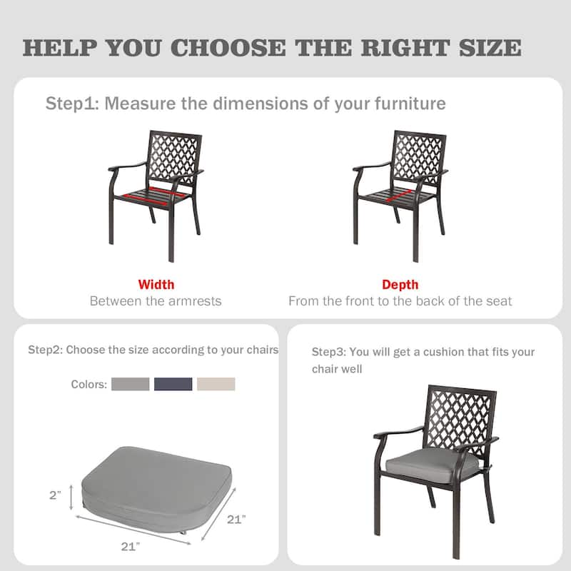Aoodor Outdoor Chair Cushion Soft and Fade-resistant Polyester Set of 4 - 21''x21''
