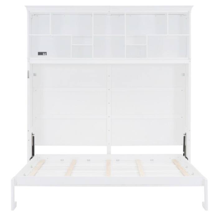 Queen Murphy Bed with Top Shelves and USB Charging Ports