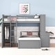 preview thumbnail 1 of 12, Multifunctional Design Loft Bed with Ladder, Wardrobe, Desk and Bookshelves, Full size, Grey Grey