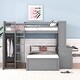 preview thumbnail 15 of 40, Space-Saving Full Size Loft Bed with Stand-Alone Bed, Shelves, Desk & Wardrobe Light Gray