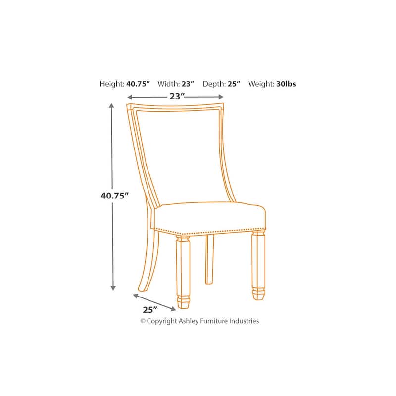 Bolanburg Antique White Dining Chair with Grey Fabric Upholstery (Set of 2)