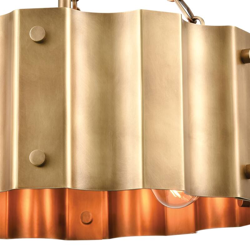 Elk Home Clausten Natural Brass With Metal Shade 3 Light Semi Flush